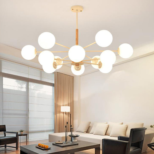 原木北歐魔豆吊燈簡約現代創意個性客廳燈臥室餐廳家用實木燈具