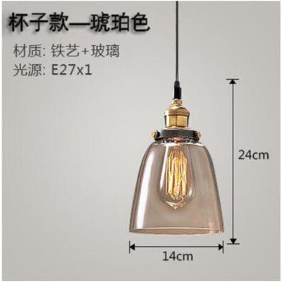 簡約北歐美式鄉村玻璃吊燈復古工業風餐客廳書房臥室酒吧台loft燈 - luxhkhome