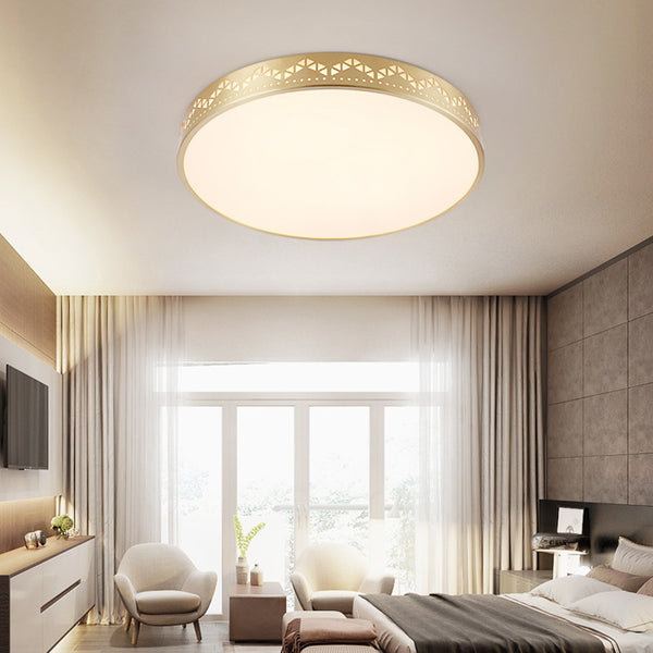 全銅LED吸頂燈圓形美式客廳臥室書房餐廳過道走廊房間三色吸頂燈 - luxhkhome