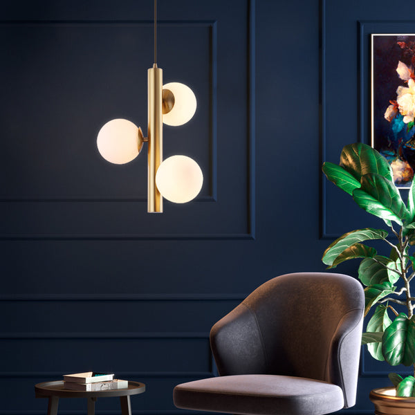 輕奢後現代臥室床頭燈餐廳三頭燈過道陽台玻璃純銅服裝店吧台吊燈 - luxhkhome