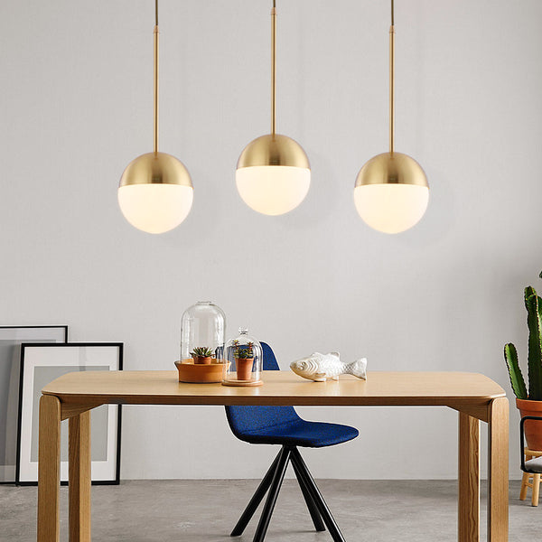 全銅吊燈北歐餐廳餐桌吧台單頭組合黃銅吊燈咖啡廳裝飾臥室床頭燈 - luxhkhome