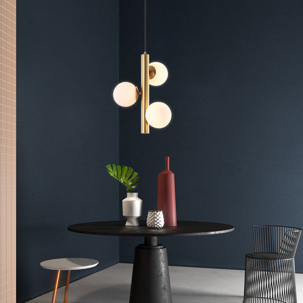 輕奢後現代臥室床頭燈餐廳三頭燈過道陽台玻璃純銅服裝店吧台吊燈 - luxhkhome