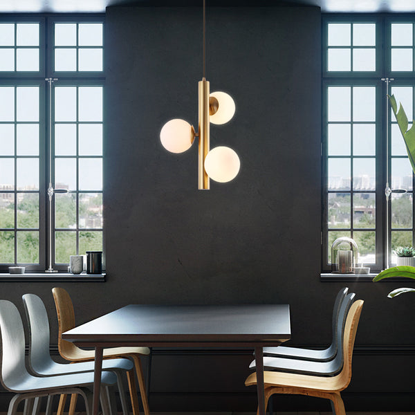 輕奢後現代臥室床頭燈餐廳三頭燈過道陽台玻璃純銅服裝店吧台吊燈 - luxhkhome