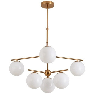 北歐現代簡約客廳餐廳臥室書房商業奶白鐵藝玻璃圓球吊燈 - luxhkhome