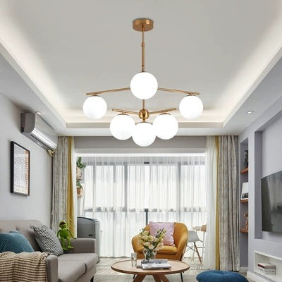 北歐現代簡約客廳餐廳臥室書房商業奶白鐵藝玻璃圓球吊燈 - luxhkhome