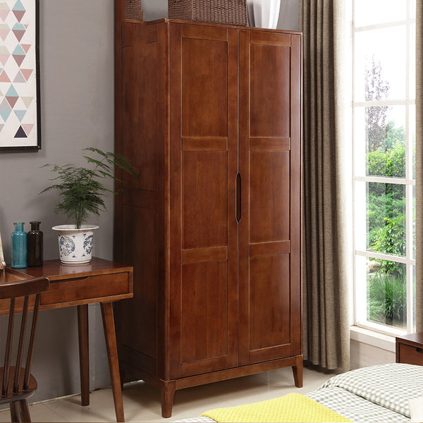 北歐實木兩門衣櫃簡約現代橡膠木更衣櫃兒童房2開門衣櫥 - luxhkhome