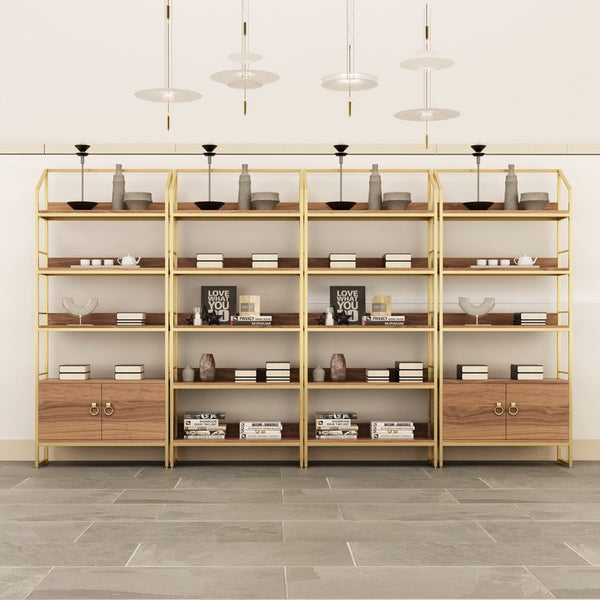中式實木書架置物架落地簡易書架書櫃組合簡約現代創意鐵藝置物架 - luxhkhome