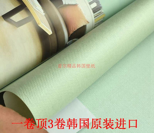 韓國壁紙 LG純紙環保 純色藍色 薄荷綠 綠色粉色百色亞麻布紋紋理 - luxhkhome