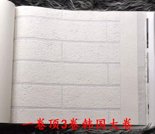韓國壁紙 白磚3D立體磚浮雕白磚仿真白色磚頭 復古白磚文化石現貨 - luxhkhome