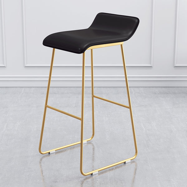 定制北歐休閒吧檯椅設計師鐵藝簡約吧凳金色高腳椅軟墊酒吧椅子