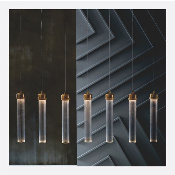 丹麥吧台吊燈簡約餐廳前台酒吧創意個性條紋玻璃圓管藝術輕奢吊燈 - luxhkhome