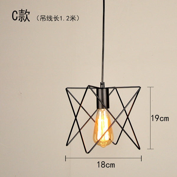 復古鐵藝小吊燈飾LED創意臥室單頭燈具簡約餐吊燈客廳 - luxhkhome