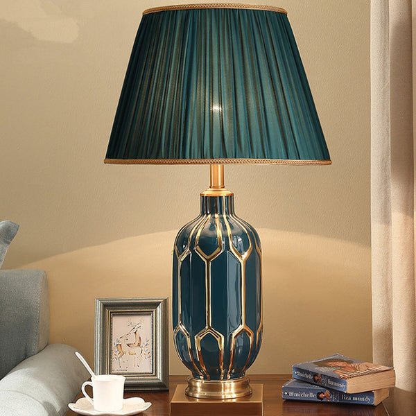 美式簡約現代創意個性床頭燈陶瓷輕奢客廳婚房臥室檯燈裝飾燈具 - luxhkhome
