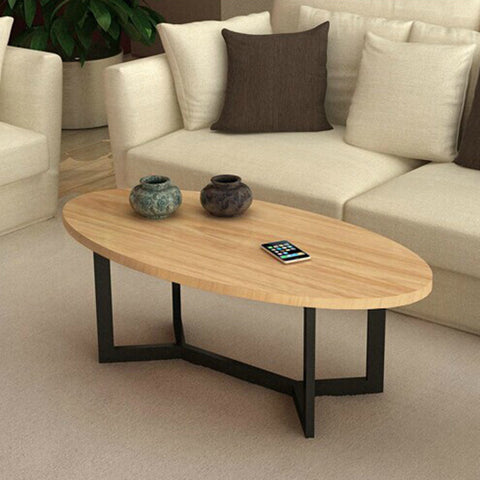 歐式創意實木鐵藝實木茶几 復古時尚橢圓形客廳沙發實木茶几 - luxhkhome
