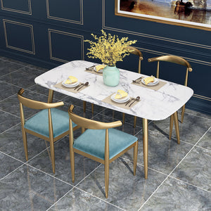 北歐ins大理石餐桌長方形輕奢餐桌椅組合現代簡約小戶型飯桌家用 - luxhkhome