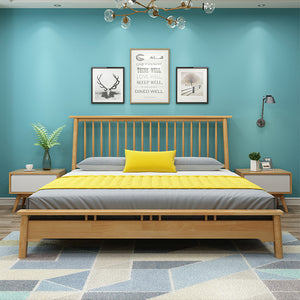 北歐風純實木床主臥簡約現代1.5米1.8米婚床軟包臥室家具雙人大床 - luxhkhome