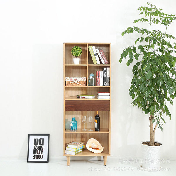 北歐白橡木高矮書架組合日式書架實木書櫃簡約小戶型實木書櫃書架 - luxhkhome