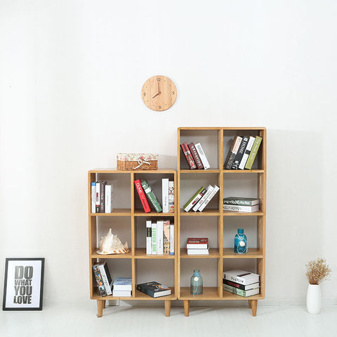 北歐風格書櫃自由組合展示櫃全實木書架原木色書房家具白橡木書櫥 - luxhkhome