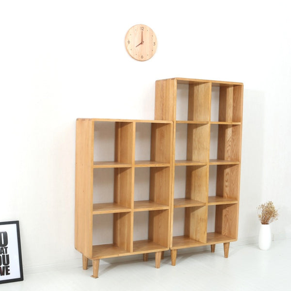 北歐風格書櫃自由組合展示櫃全實木書架原木色書房家具白橡木書櫥 - luxhkhome