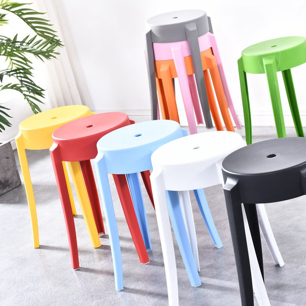 圓凳子家用椅子加厚成人客廳小板凳餐廳簡約可收納塑料餐凳 - luxhkhome