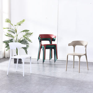 創意塑料椅成人加厚現代簡約家用餐椅牛角椅北歐洽談椅靠背椅子 - luxhkhome