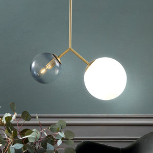 北歐玻璃球吊燈現代簡約吧台餐廳吊燈創意書房臥室雙頭圓球吊燈具 - luxhkhome
