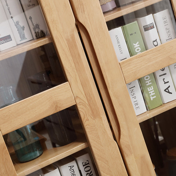北歐大小戶型實木書櫃簡約現代玻璃門展示架書櫥落地防塵置物書架 - luxhkhome