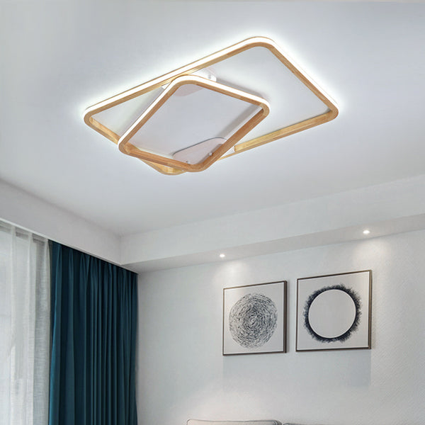 北歐led客廳吸頂燈創意木質長方形燈具新款簡約現代臥室大廳燈