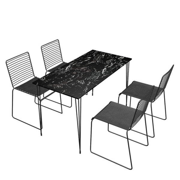 北歐簡約鐵藝餐桌椅組合 ins網紅餐廳正方形餐桌大理石吃飯桌子 - luxhkhome