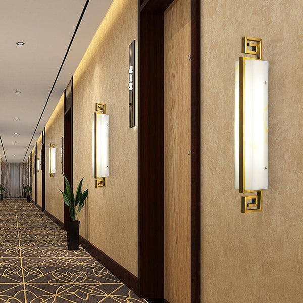 走廊過道牆壁燈雲石壁燈客廳壁燈新款酒店賓館新中式雲石創意壁燈 - luxhkhome