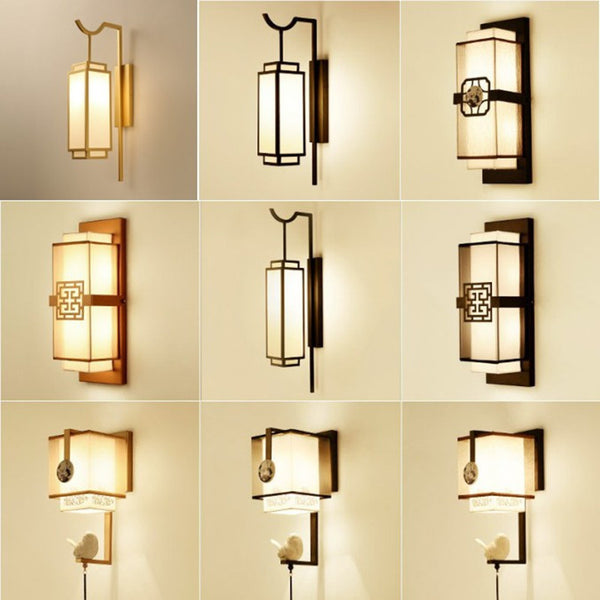 新中式壁燈小鳥布藝客廳牆壁燈led現代簡約創意臥室床頭燈過道燈