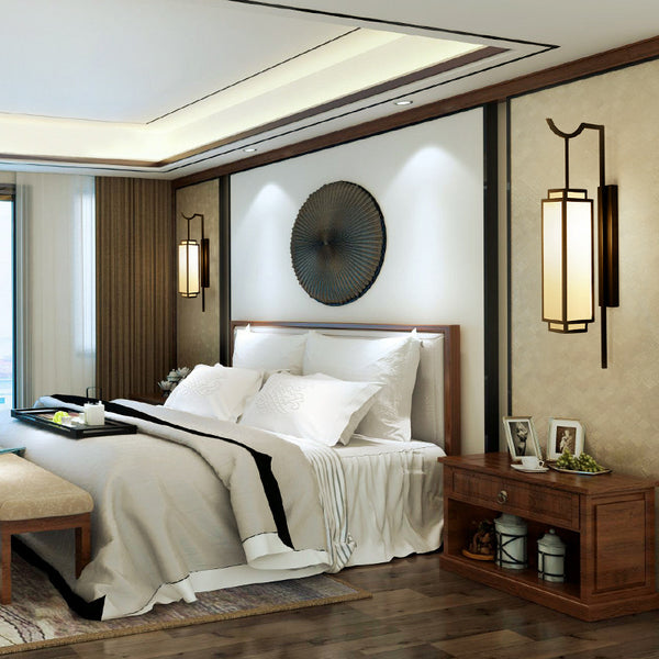 新中式壁燈小鳥布藝客廳牆壁燈led現代簡約創意臥室床頭燈過道燈