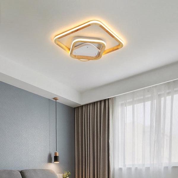 北歐led客廳吸頂燈創意木質長方形燈具新款簡約現代臥室大廳燈