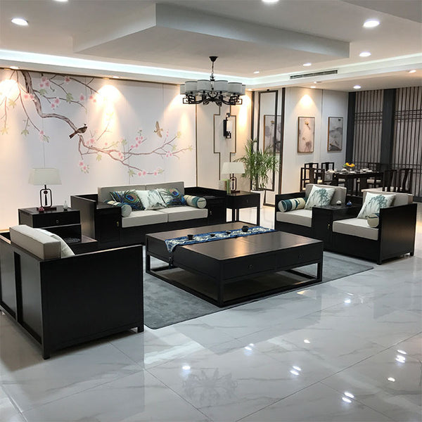 新中式沙發組合簡約現代中式實木布藝沙發會所樣板房酒店禪意家具