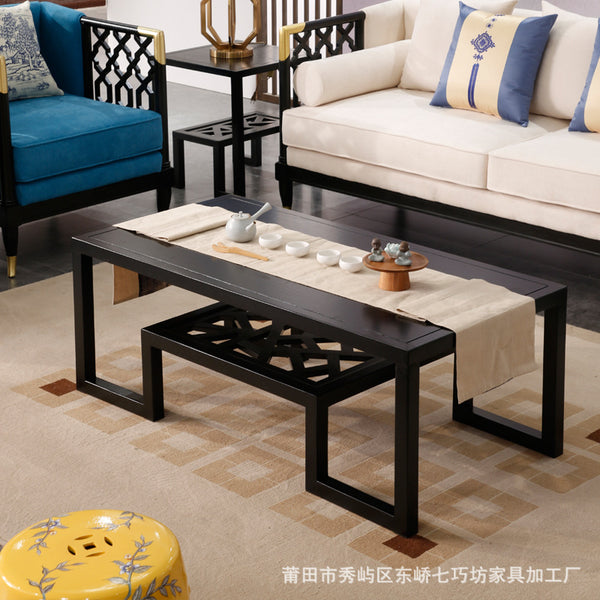 新中式布藝沙發現代簡約實木摟空沙發組合客廳樣板房酒店家具定制