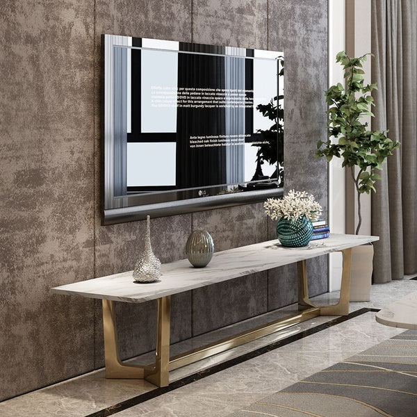 北歐大理石電視櫃後現代輕奢客廳金屬不銹鋼港式設計師樣板電視櫃