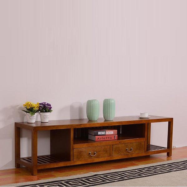 現代簡約中式新古典實木電視櫃茶几組合牆地櫃儲物小戶型客廳家具
