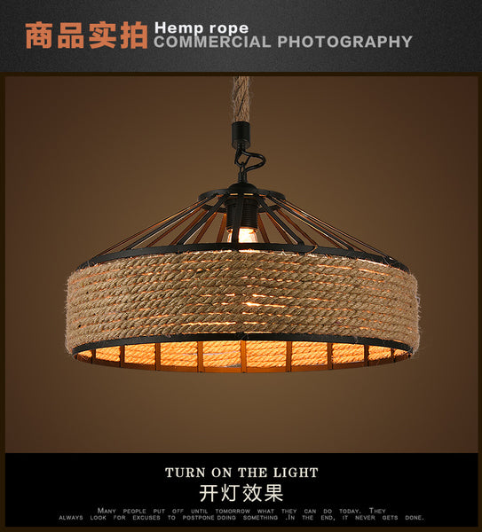 美式鄉村復古loft創意個性麻繩吊燈蒙古包餐廳吧台火鍋店燈具 - luxhkhome