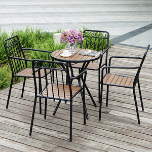 戶外桌椅庭院桌椅露天陽台簡約咖啡室外休閒餐桌塑木花園桌椅組合 - luxhkhome