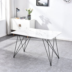 幾何桌子鐵藝鐵線餐桌書桌設計師工作台簡約北歐創意長桌 - luxhkhome