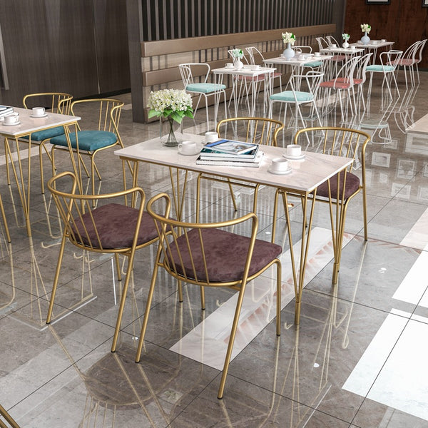 北歐大理石主題餐廳鐵藝咖啡廳甜飲品奶茶店網紅簡約清新桌椅組合 - luxhkhome