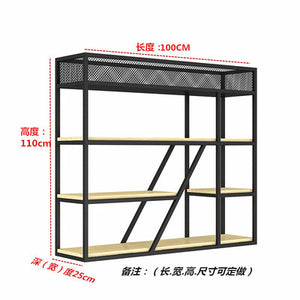 北歐辦公室實木格子鐵藝裝飾置物花架簡約餐廳咖啡廳室內隔斷花架 - luxhkhome