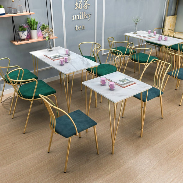 北歐大理石主題餐廳鐵藝咖啡廳甜飲品奶茶店網紅簡約清新桌椅組合 - luxhkhome