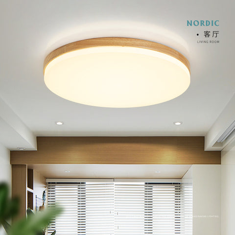 北歐超薄臥室客廳日式吸頂燈原木led現代簡約臥室燈房間實木燈具