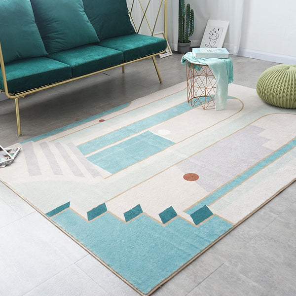北歐ins地毯 細棉絨臥室地毯加厚滿鋪床邊毯客廳地毯茶几毯可定制