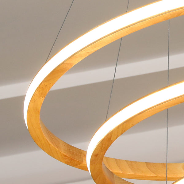 北歐創意個性客廳網紅ins木質圓環吊燈餐廳燈現代簡約led臥室燈具
