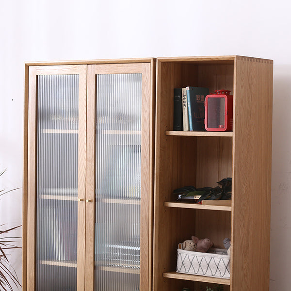 「晴天白橡木書櫃」北歐日式玻璃門帶抽屜書架現代簡約立櫃餐邊櫃