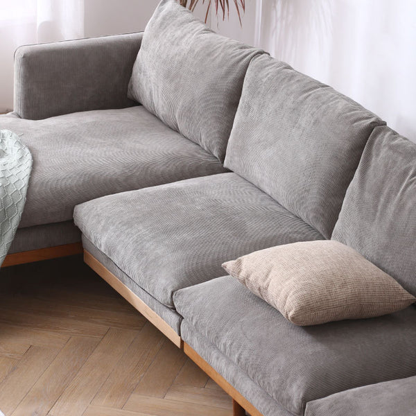 北歐實木沙發 小戶型客廳轉角貴妃位 白橡木現代簡約日式布藝沙發
