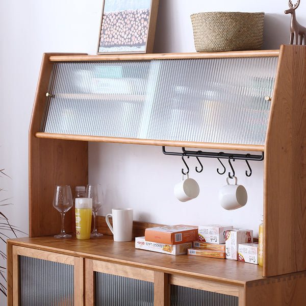 「晴天餐邊櫃」北歐櫻桃木酒櫃日式廚房組合家具現代簡約高櫃碗櫃