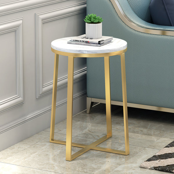 北歐大理石邊幾金色茶几簡約現代個性創意圓形角幾櫃客廳沙發邊桌